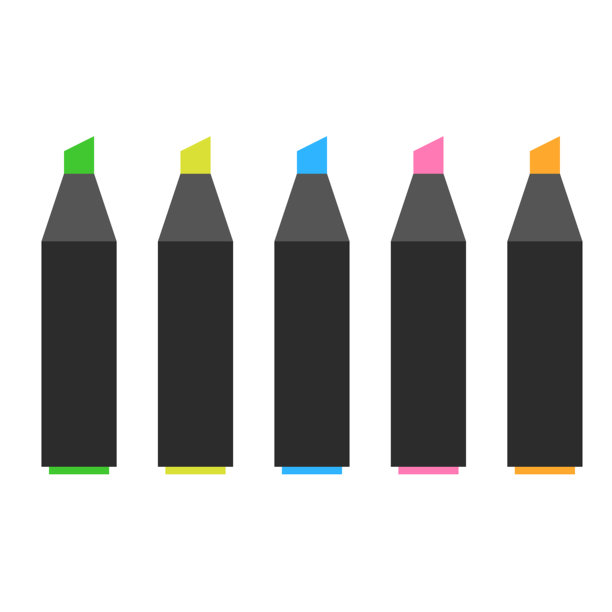 五种颜色荧光笔的简单插图图片下载