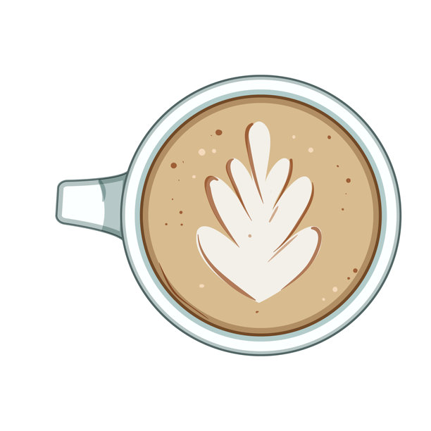 卡通风格的拿铁咖啡拉花矢量插图图片下载