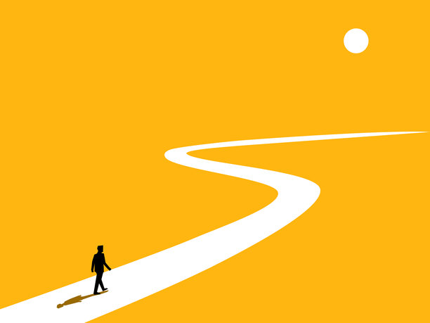 有决心的进取商人走在长长的道路上图片下载