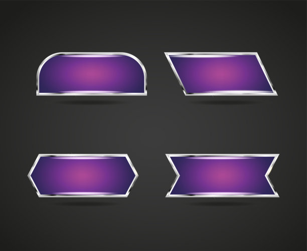 紫色银框网站徽章套装图片下载