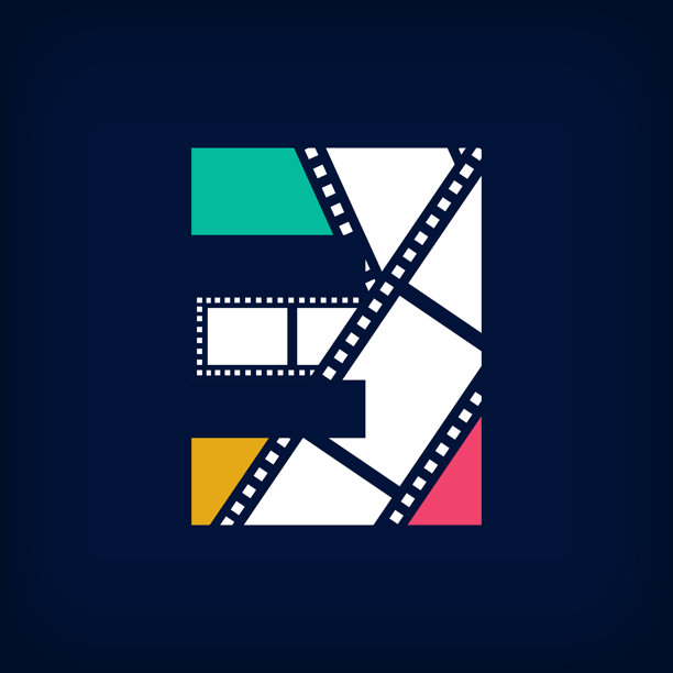 现代数字3形状的电影照片拼贴设计。图片下载