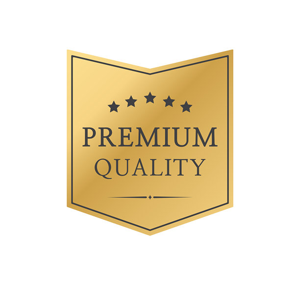 优质徽章。优质证书徽章。金色标签标志、印章、贴纸。100%质量保证标签。矢量插图。图片下载