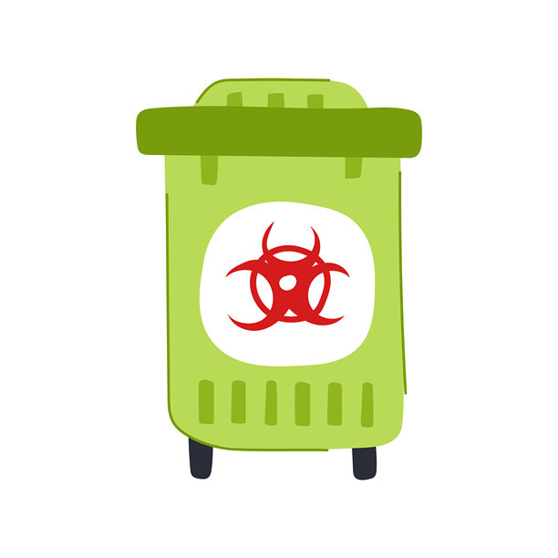 医疗废弃物集装箱卡通矢量插图图片下载