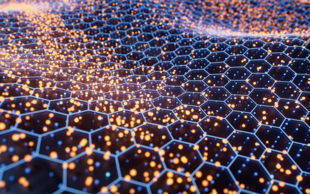 六边形波浪网格背景，3D 渲染。图片下载