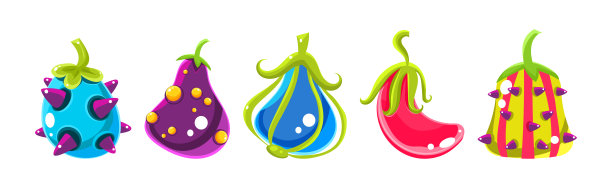 色彩鲜艳的梦幻多汁水果矢量素材图片下载