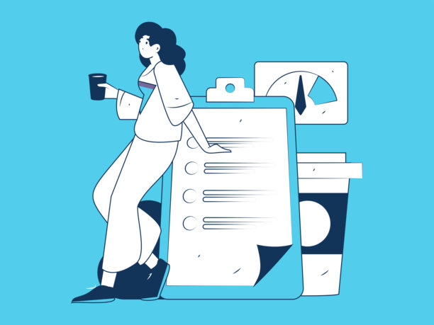 平面矢量插图展示商务人士在工作场景中操作图片下载