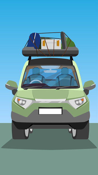 绿色汽车的矢量图或插图的竖版图片下载