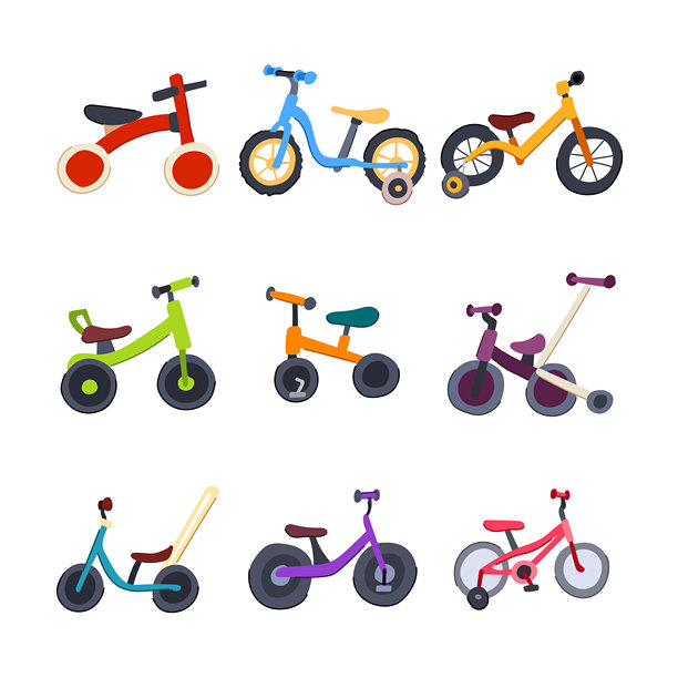 卡通平衡车矢量插画套装图片下载