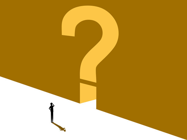 机会，解决问题。站在问号门前的商人图片下载