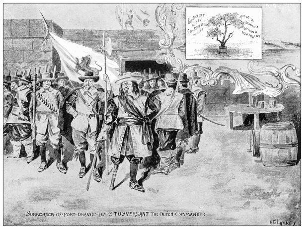 美国历史地标：奥兰治堡投降，斯图伊弗桑特，荷兰指挥官图片下载