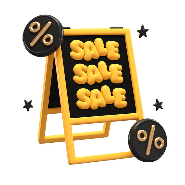 黑色星期五超级促销的销售标志图标，带有百分号，适用于特别优惠公告和折扣的3D插图，背景为白色。图片下载