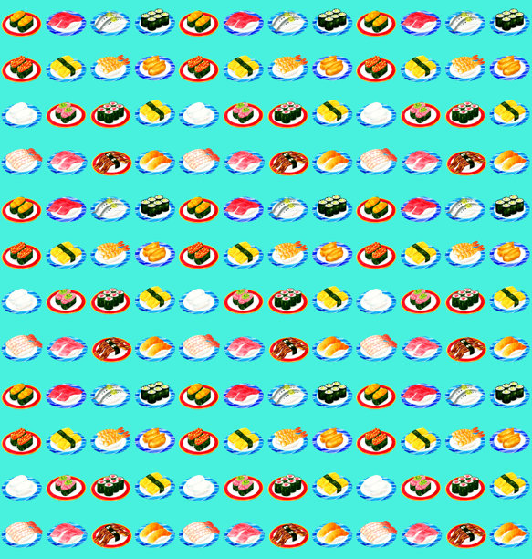 无缝的寿司图案在盘子上。手绘水彩插图的食物图案。图片下载