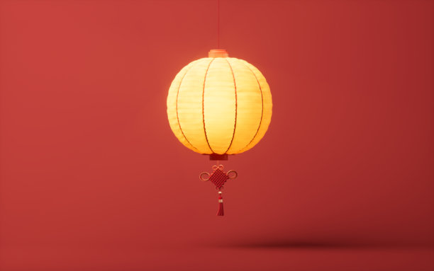 充气风格的中国古代灯笼，3D渲染。图片下载