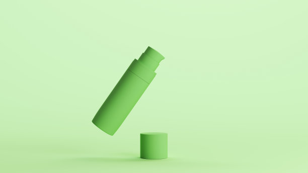 美容和护肤基础液瓶管化妆品容器个人护理单色绿色淡薄荷绿色背景图片下载