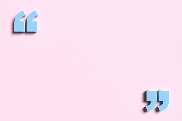 粉色背景上的文本框被一对引号框住图片下载