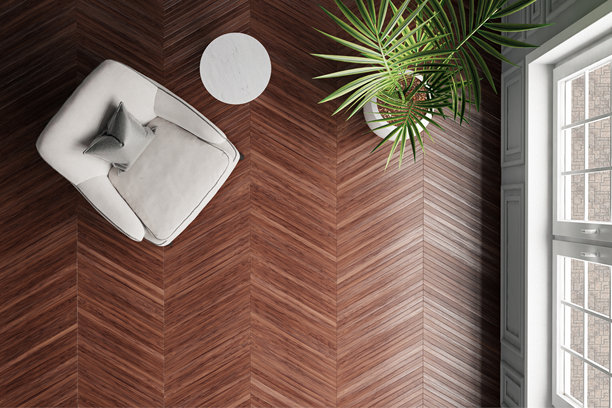 从上方俯视的室内客厅，配有硬木地板、复合地板或石材瓷砖图片下载