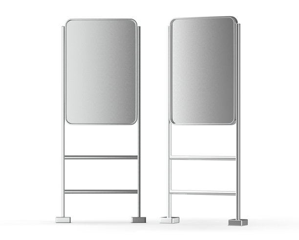 金属横幅展架模型，重型海报展示架，带防滑垫底座的标志支架，3D插图图片下载