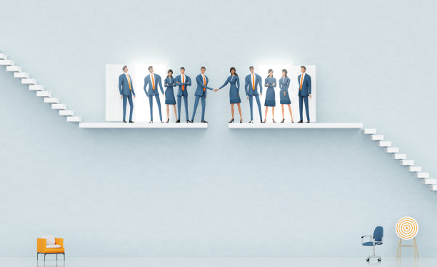 商务人士握手，商业团队达成协议。3D渲染图图片下载