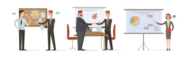 办公室处理任务的商务人士矢量素材图片下载