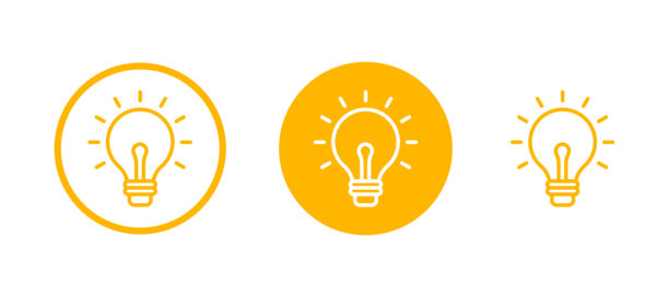 灯泡图标。创意标志解决思维概念符号。照明电气标志。电力，闪耀图标。适用于图形设计的时尚扁平风格，适合UI UX网站和移动应用。图片下载