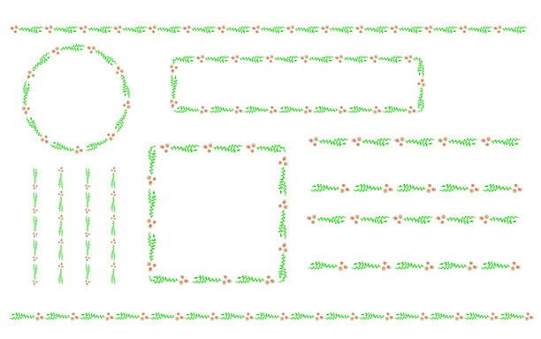 简单的草和花的框架组合，水彩画。图片下载