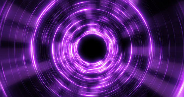 数字化未来隧道或高速穿越时空。明亮的霓虹走廊图片下载