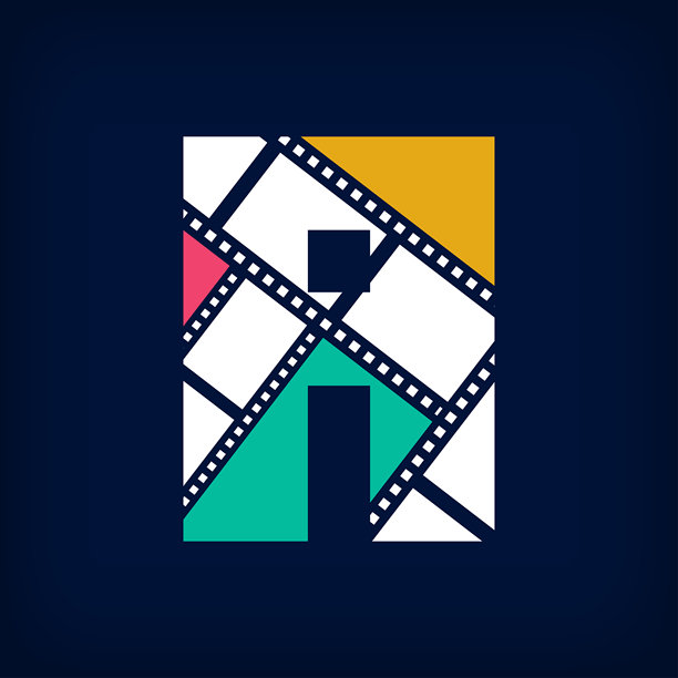 彩色胶片照片拼贴字母A，现代标志设计图片下载