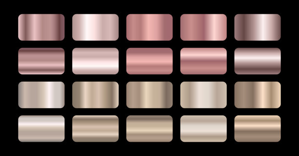 玫瑰金和米色金属纹理渐变背景大矢量集。图片下载