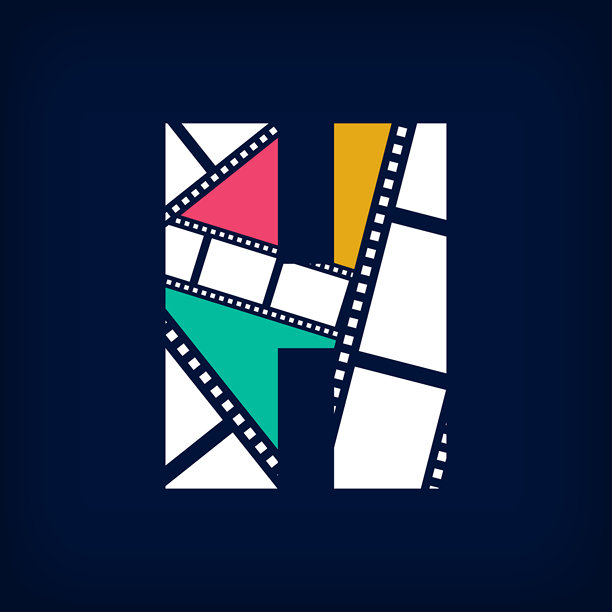 彩色胶片照片拼贴字母H设计图片下载