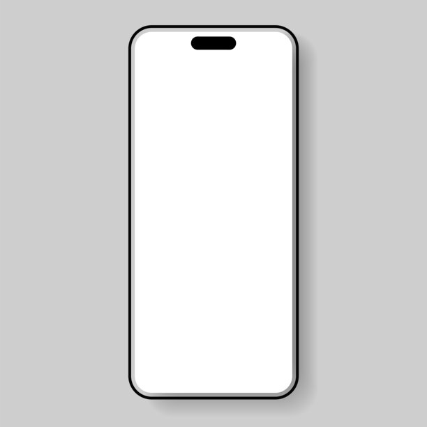 逼真的智能手机模型。带有白色背景的手机矢量图。设备正面视图。带阴影的3D手机。高质量的逼真智能手机模型，用于UI/UX演示。图片下载