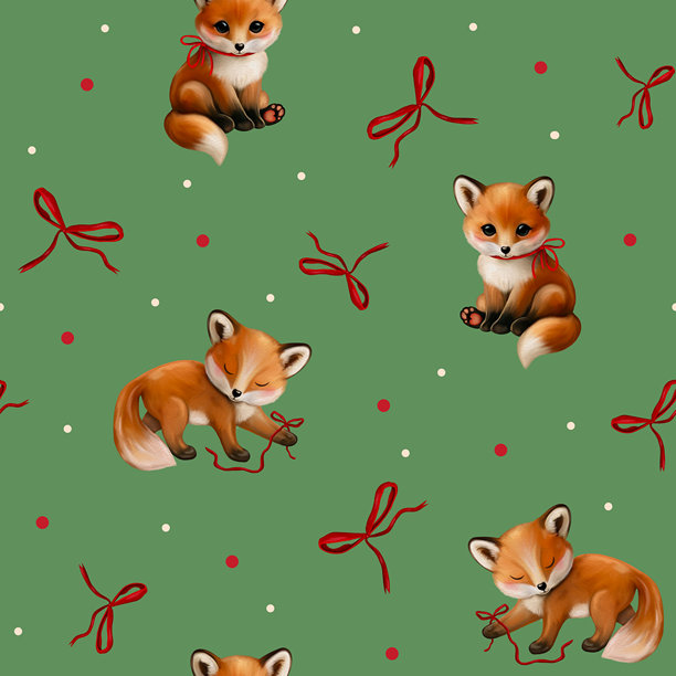 秋季和谐：手绘枫叶、秋季花卉、橡果、蘑菇和狐狸的无缝图案，温暖的自然色调。非常适合季节性设计、面料、包装和家居装饰。图片下载