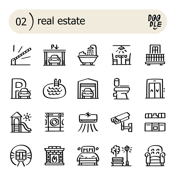 房地产涂鸦图标图片下载