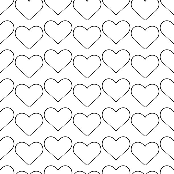 心。爱的象征。素描。无缝图案。连续的浪漫装饰。涂鸦风格。图片下载