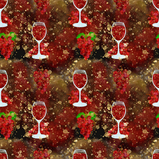 美丽的酒杯和葡萄图案背景，适用于庆祝活动和聚会图片下载