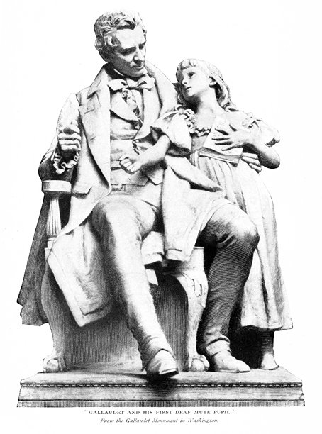 美国华盛顿特区丹尼尔·弗伦奇雕塑作品：加劳德特医生和他的第一位聋哑学生，19世纪美国文化图片下载