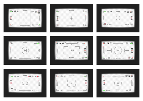 相机取景器视频或照片框录制扁平风格设计矢量插图。图片下载