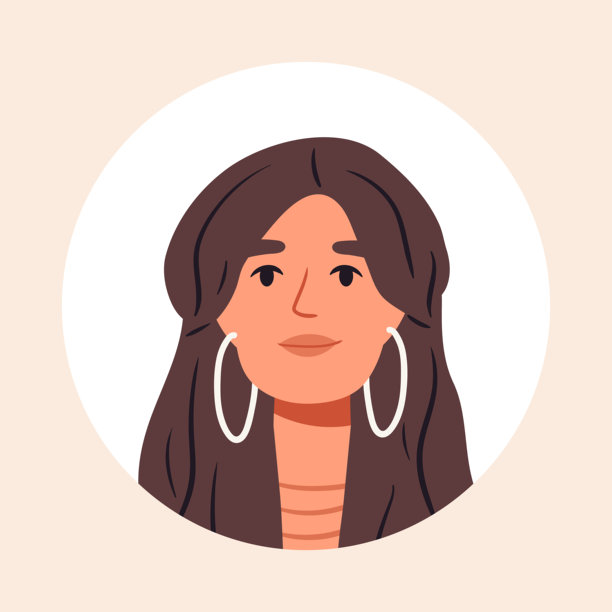 可爱女性角色头像矢量插画图片下载