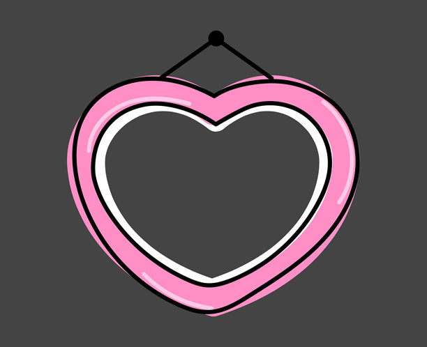 心形照片框挂着，木框涂鸦，手绘框架图片下载