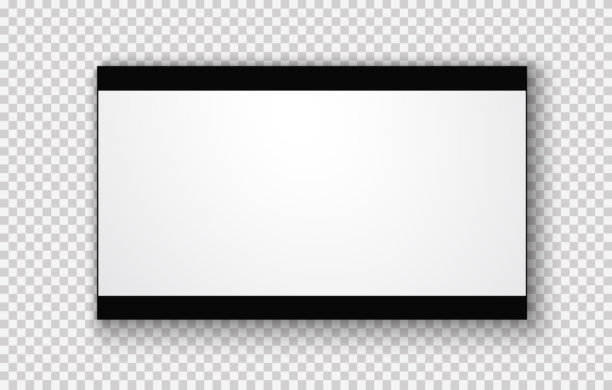 电视屏幕：现代时尚LED液晶面板，大型电脑显示器模型电视模板，透明背景上的等离子电视监视器矢量插画图片下载