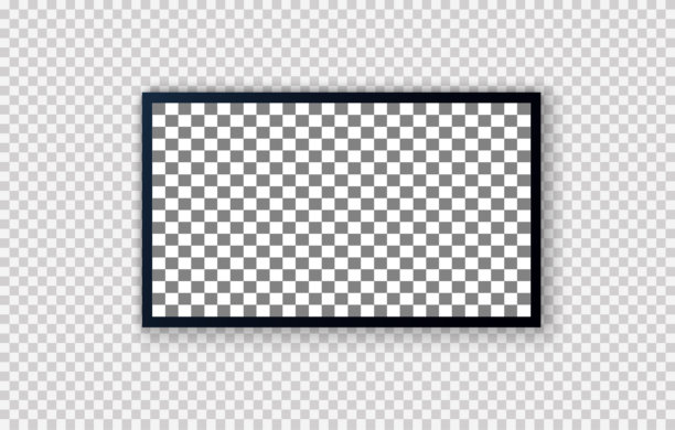 电视屏幕：现代时尚LED液晶面板，大型电脑显示器模型电视模板，透明背景上的等离子电视监视器矢量插画图片下载