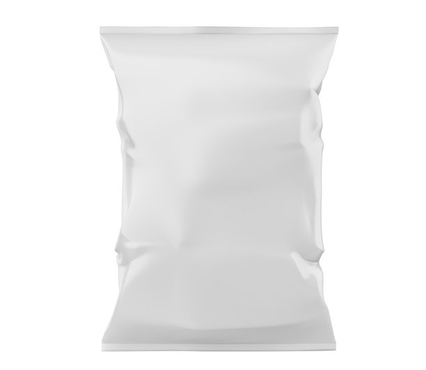 白色背景上的铝箔空白包装袋，食品品牌包装3D渲染，3D插图，品牌设计模型图片下载