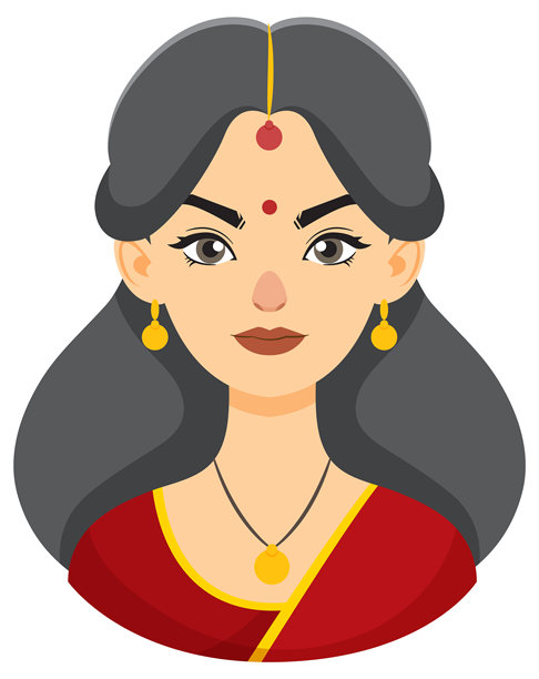 身着传统服饰的印度妇女插画图片下载