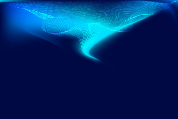 矢量插画：蓝色和蓝绿色调的柔和曲线在流动的数字海浪中舞动图片下载