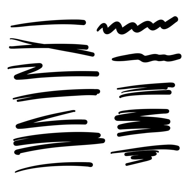 手绘风格黑色笔触线条矢量素材图片下载