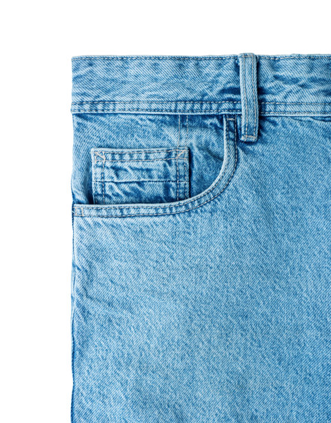 一张展示蓝色牛仔裤口袋和缝线的照片。牛仔布背景图片下载