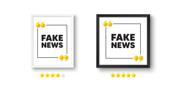 假新闻标签。媒体报纸标志。带有3D引号图标的照片框。矢量图。图片下载