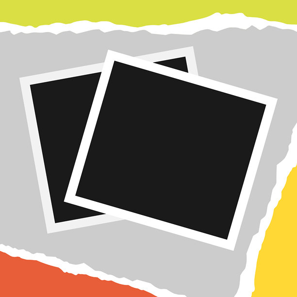 剪切和撕裂纸背景上的相框。空白的即时照片。矢量插图图片下载