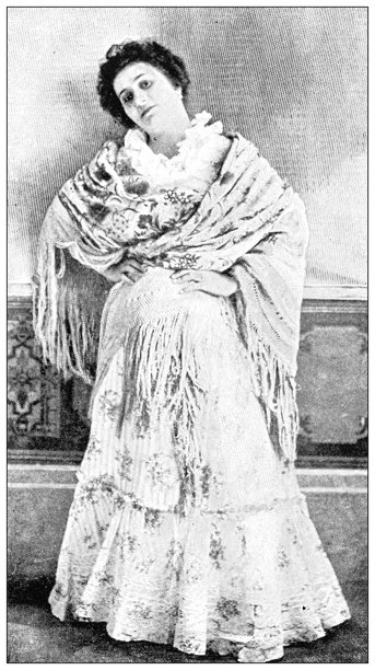 古董图片：墨西哥剧院女演员，罗莎·富埃特斯，楚拉服装图片下载