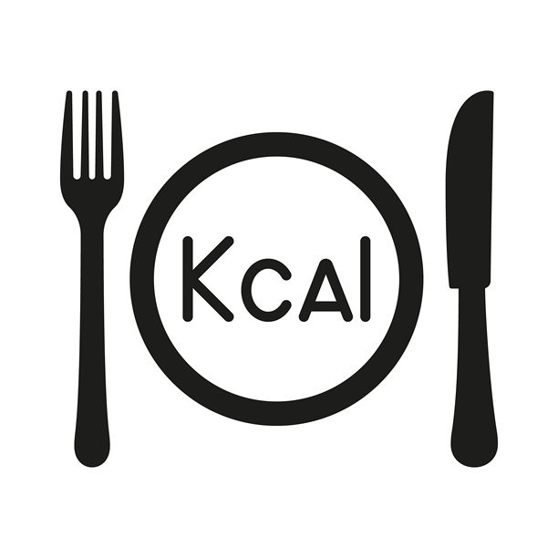 卡路里计数餐具轮廓图标，健康食品概念矢量素材图片下载