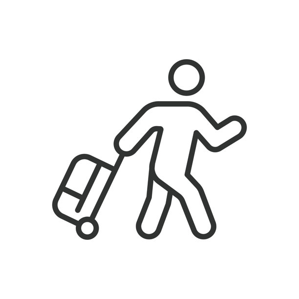 迁徙旅客线条设计：旅行、搬迁主题白色背景矢量素材图片下载